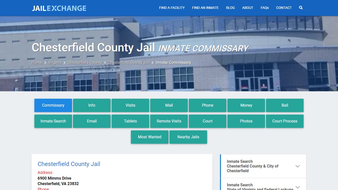 Inmate Commissary, Care Packs - Chesterfield County Jail, VA