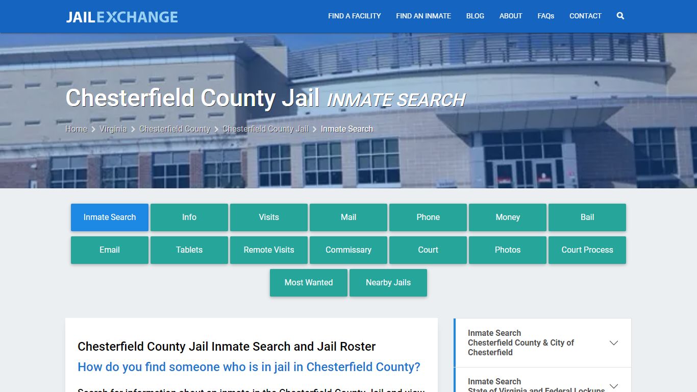 Chesterfield County Jail Inmate Search - Jail Exchange